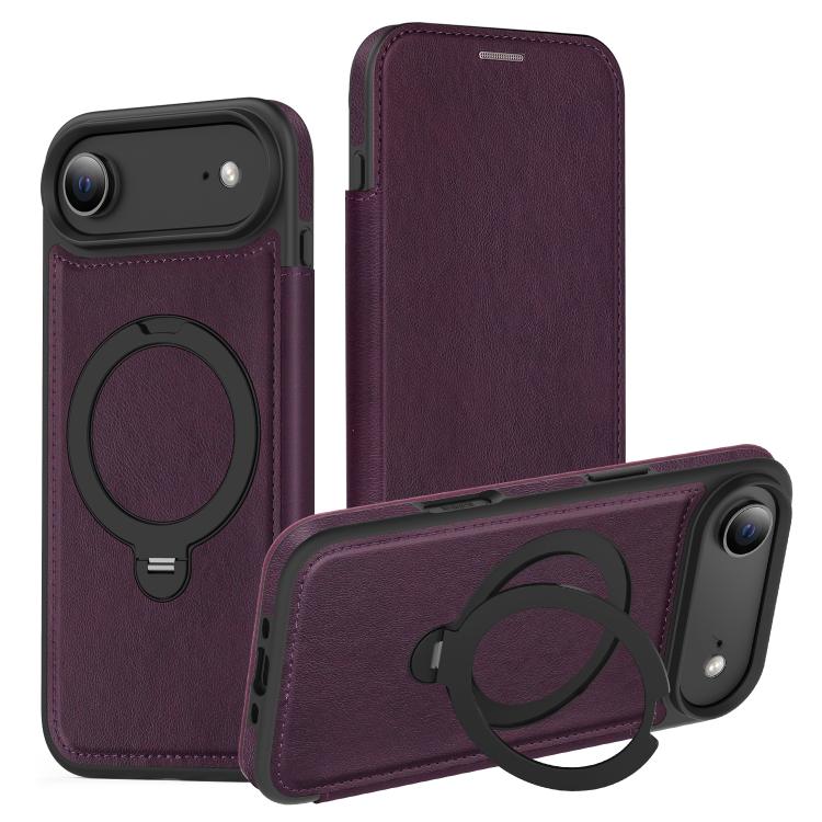 Knight Shield 360 Rotation Holder MagSafe RFID Leather Phone Case, For iPhone 17 Pro, For iPhone 17, For iPhone Air