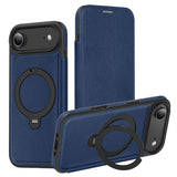 Knight Shield 360 Rotation Holder MagSafe RFID Leather Phone Case, For iPhone 17 Pro, For iPhone 17, For iPhone Air