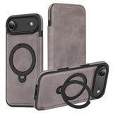 Knight Shield 360 Rotation Holder MagSafe RFID Leather Phone Case, For iPhone 17 Pro, For iPhone 17, For iPhone Air