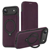Knight Shield 360 Rotation Holder MagSafe RFID Leather Phone Case, For iPhone 17 Pro, For iPhone 17, For iPhone Air
