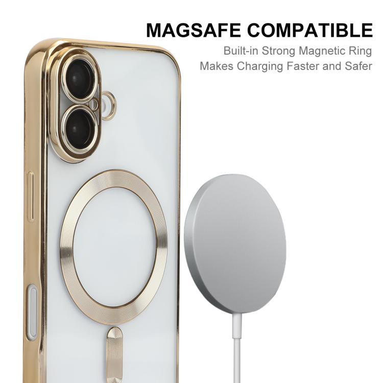 ENKAY Hat-Prince Magsafe Electroplated TPU Clear Shockproof Phone Case, For iPhone 16 Plus, For iPhone 16