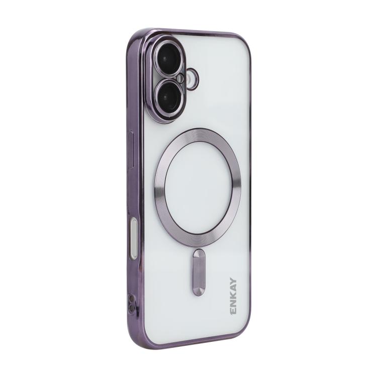 ENKAY Hat-Prince Magsafe Electroplated TPU Clear Shockproof Phone Case, For iPhone 16 Plus, For iPhone 16