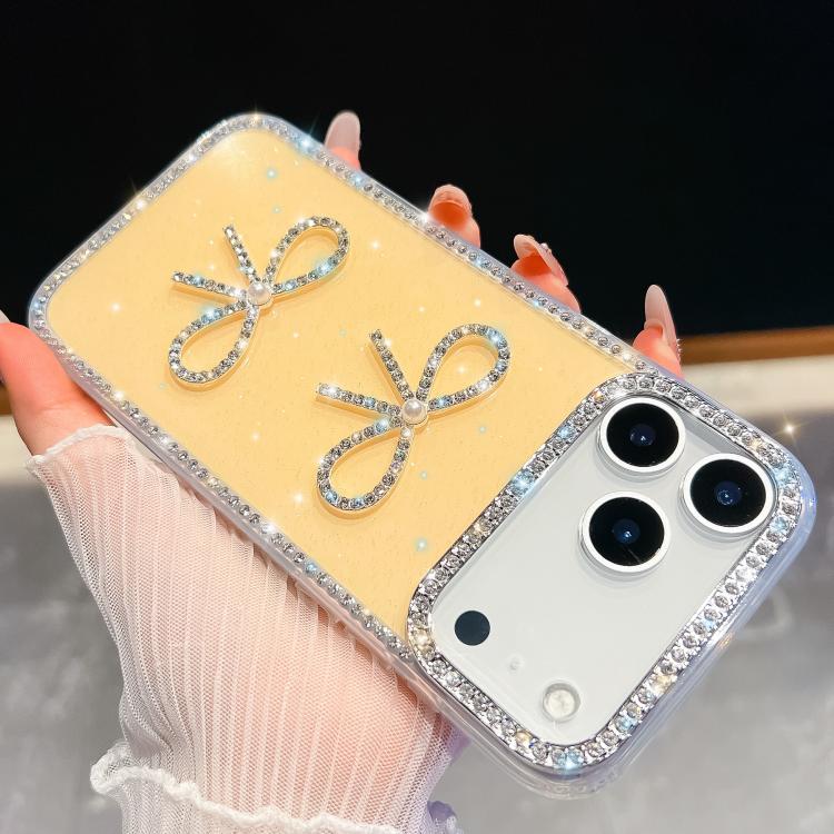 Diamond Glitter Dual Bow-knot Shockproof Phone Case, For iPhone 17 Pro Max, For iPhone 17 Pro, For iPhone 17, For iPhone Air, For iPhone 16 Pro Max, For iPhone 16 Pro, For iPhone 16 Plus, For iPhone 16