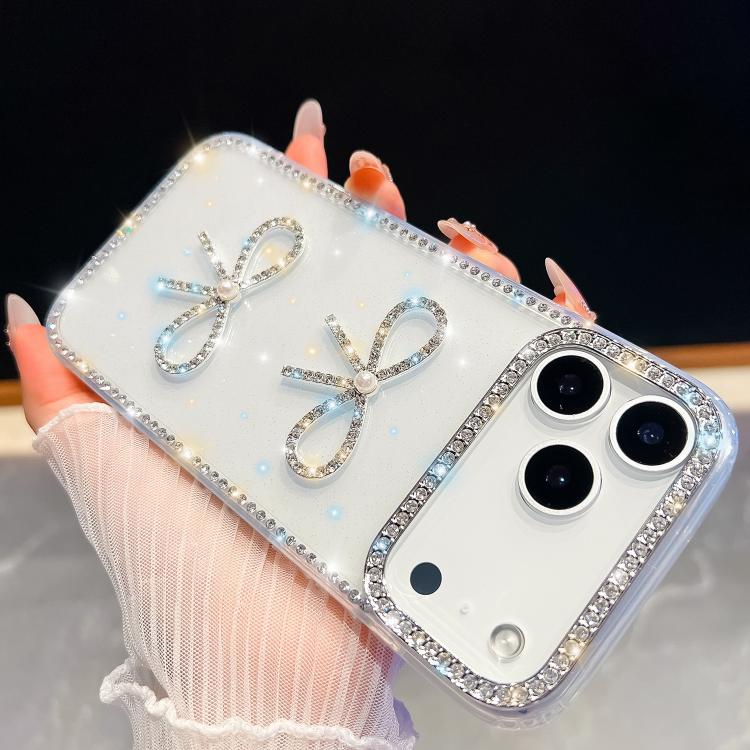 Diamond Glitter Dual Bow-knot Shockproof Phone Case, For iPhone 17 Pro Max, For iPhone 17 Pro, For iPhone 17, For iPhone Air, For iPhone 16 Pro Max, For iPhone 16 Pro, For iPhone 16 Plus, For iPhone 16