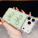 Diamond Glitter Dual Bow-knot Shockproof Phone Case, For iPhone 17 Pro Max, For iPhone 17 Pro, For iPhone 17, For iPhone Air, For iPhone 16 Pro Max, For iPhone 16 Pro, For iPhone 16 Plus, For iPhone 16