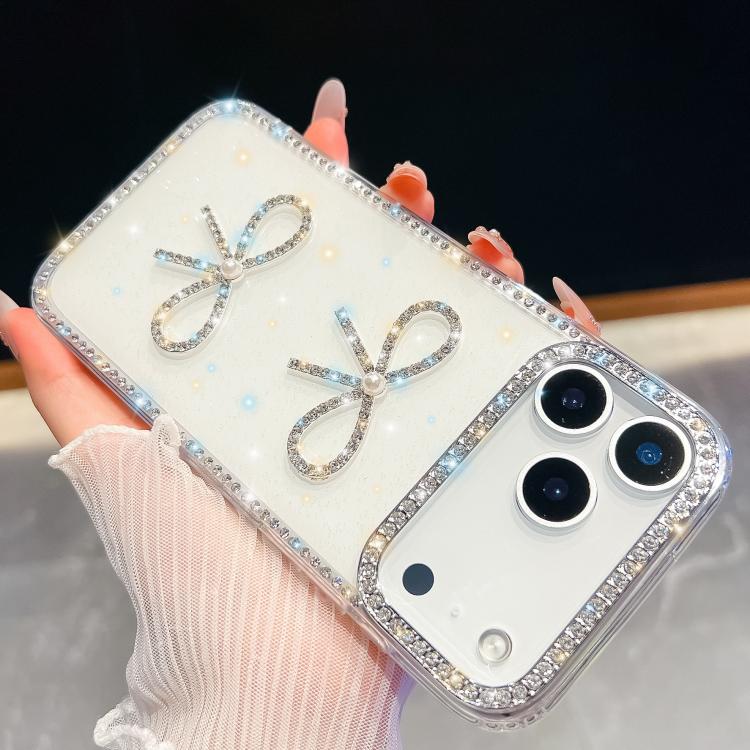 Diamond Glitter Dual Bow-knot Shockproof Phone Case, For iPhone 17 Pro Max, For iPhone 17 Pro, For iPhone 17, For iPhone Air, For iPhone 16 Pro Max, For iPhone 16 Pro, For iPhone 16 Plus, For iPhone 16