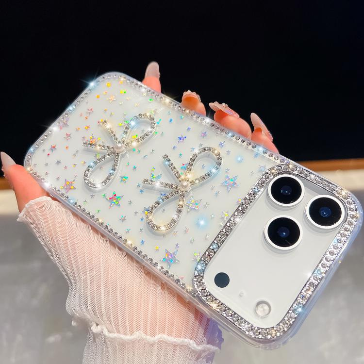 Diamond Glitter Dual Bow-knot Shockproof Phone Case, For iPhone 17 Pro Max, For iPhone 17 Pro, For iPhone 17, For iPhone Air, For iPhone 16 Pro Max, For iPhone 16 Pro, For iPhone 16 Plus, For iPhone 16