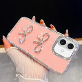 Diamond Glitter Dual Bow-knot Shockproof Phone Case, For iPhone 17 Pro Max, For iPhone 17 Pro, For iPhone 17, For iPhone Air, For iPhone 16 Pro Max, For iPhone 16 Pro, For iPhone 16 Plus, For iPhone 16