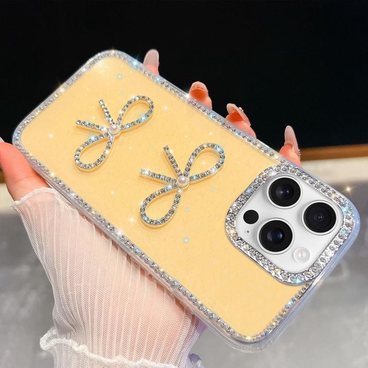 Diamond Glitter Dual Bow-knot Shockproof Phone Case, For iPhone 17 Pro Max, For iPhone 17 Pro, For iPhone 17, For iPhone Air, For iPhone 16 Pro Max, For iPhone 16 Pro, For iPhone 16 Plus, For iPhone 16