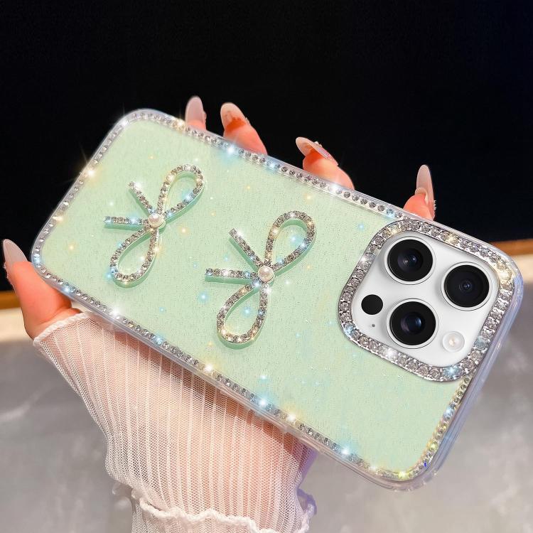 Diamond Glitter Dual Bow-knot Shockproof Phone Case, For iPhone 17 Pro Max, For iPhone 17 Pro, For iPhone 17, For iPhone Air, For iPhone 16 Pro Max, For iPhone 16 Pro, For iPhone 16 Plus, For iPhone 16