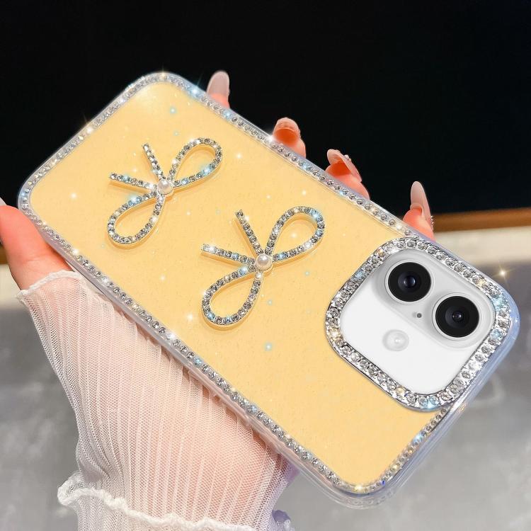 Diamond Glitter Dual Bow-knot Shockproof Phone Case, For iPhone 17 Pro Max, For iPhone 17 Pro, For iPhone 17, For iPhone Air, For iPhone 16 Pro Max, For iPhone 16 Pro, For iPhone 16 Plus, For iPhone 16