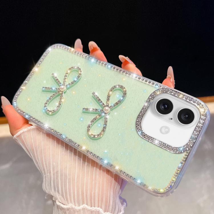 Diamond Glitter Dual Bow-knot Shockproof Phone Case, For iPhone 17 Pro Max, For iPhone 17 Pro, For iPhone 17, For iPhone Air, For iPhone 16 Pro Max, For iPhone 16 Pro, For iPhone 16 Plus, For iPhone 16