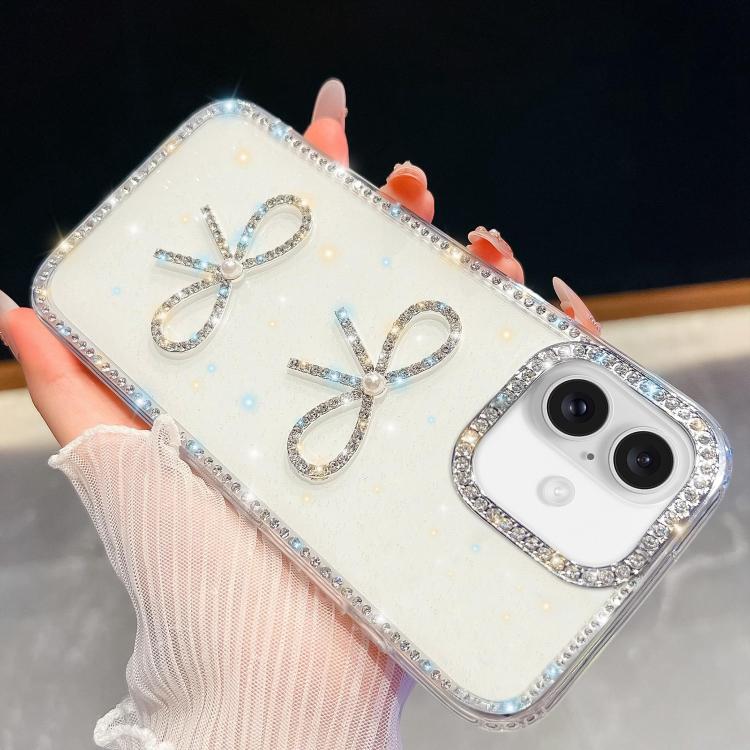 Diamond Glitter Dual Bow-knot Shockproof Phone Case, For iPhone 17 Pro Max, For iPhone 17 Pro, For iPhone 17, For iPhone Air, For iPhone 16 Pro Max, For iPhone 16 Pro, For iPhone 16 Plus, For iPhone 16