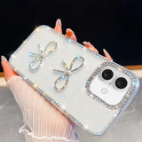 Diamond Glitter Dual Bow-knot Shockproof Phone Case, For iPhone 17 Pro Max, For iPhone 17 Pro, For iPhone 17, For iPhone Air, For iPhone 16 Pro Max, For iPhone 16 Pro, For iPhone 16 Plus, For iPhone 16