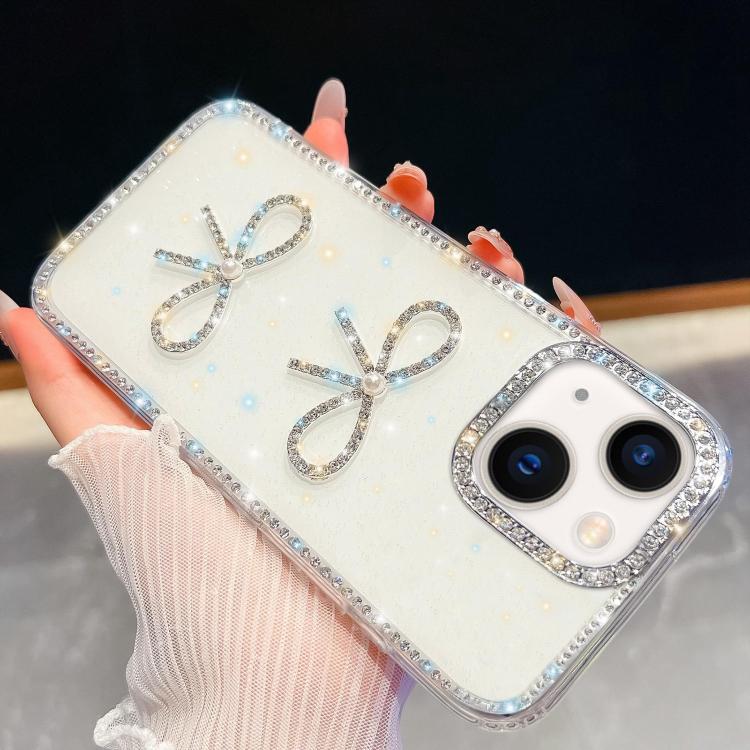 Diamond Glitter Dual Bow-knot Shockproof Phone Case, For iPhone 15 Pro Max, For iPhone 15 Pro, For iPhone 15, For iPhone 14, For iPhone 14 Pro, For iPhone 14 Pro Max, For iPhone 13 Pro Max, For iPhone 13 Pro