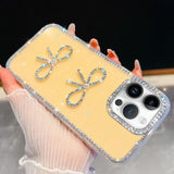 Diamond Glitter Dual Bow-knot Shockproof Phone Case, For iPhone 15 Pro Max, For iPhone 15 Pro, For iPhone 15, For iPhone 14, For iPhone 14 Pro, For iPhone 14 Pro Max, For iPhone 13 Pro Max, For iPhone 13 Pro