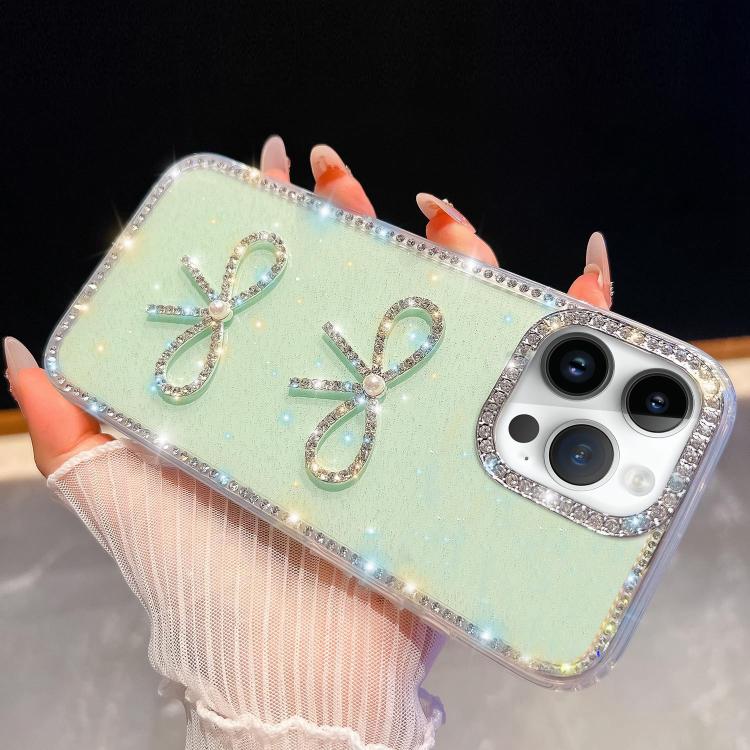 Diamond Glitter Dual Bow-knot Shockproof Phone Case, For iPhone 15 Pro Max, For iPhone 15 Pro, For iPhone 15, For iPhone 14, For iPhone 14 Pro, For iPhone 14 Pro Max, For iPhone 13 Pro Max, For iPhone 13 Pro