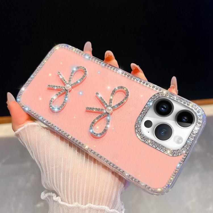 Diamond Glitter Dual Bow-knot Shockproof Phone Case, For iPhone 15 Pro Max, For iPhone 15 Pro, For iPhone 15, For iPhone 14, For iPhone 14 Pro, For iPhone 14 Pro Max, For iPhone 13 Pro Max, For iPhone 13 Pro