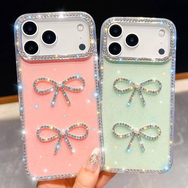 Diamond Glitter Dual Bow-knot Shockproof Phone Case, For iPhone 17 Pro Max, For iPhone 17 Pro, For iPhone 17, For iPhone Air, For iPhone 16 Pro Max, For iPhone 16 Pro, For iPhone 16 Plus, For iPhone 16
