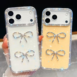 Diamond Glitter Dual Bow-knot Shockproof Phone Case, For iPhone 15 Pro Max, For iPhone 15 Pro, For iPhone 15, For iPhone 14, For iPhone 14 Pro, For iPhone 14 Pro Max, For iPhone 13 Pro Max, For iPhone 13 Pro