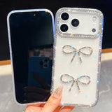 Diamond Glitter Dual Bow-knot Shockproof Phone Case, For iPhone 13
