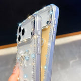 Diamond Glitter Dual Bow-knot Shockproof Phone Case, For iPhone 15 Pro Max, For iPhone 15 Pro, For iPhone 15, For iPhone 14, For iPhone 14 Pro, For iPhone 14 Pro Max, For iPhone 13 Pro Max, For iPhone 13 Pro