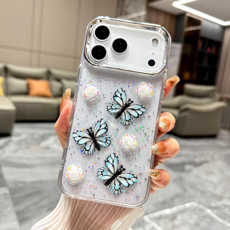 Glitter 3D Butterfly TPU Phone Case, For iPhone 17 Pro Max, For iPhone 17 Pro, For iPhone 17, For iPhone Air
