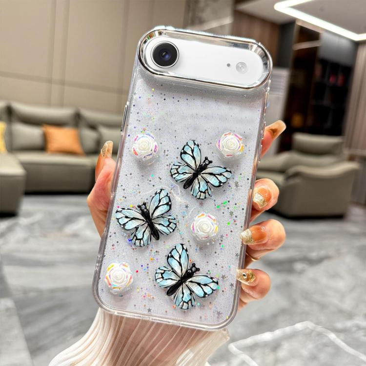 Glitter 3D Butterfly TPU Phone Case, For iPhone 17 Pro Max, For iPhone 17 Pro, For iPhone 17, For iPhone Air