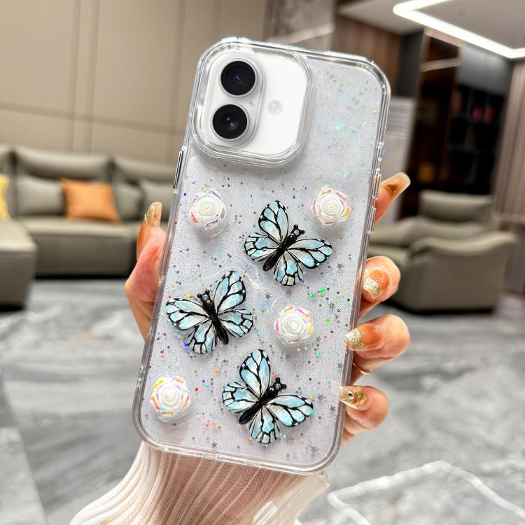 Glitter 3D Butterfly TPU Phone Case, For iPhone 17 Pro Max, For iPhone 17 Pro, For iPhone 17, For iPhone Air