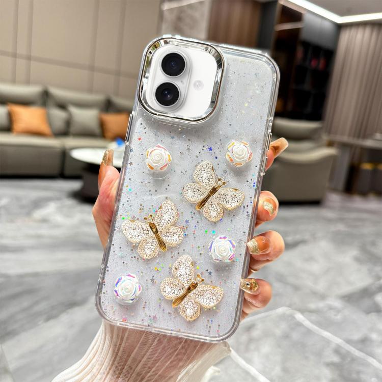 Glitter 3D Butterfly TPU Phone Case, For iPhone 17 Pro Max, For iPhone 17 Pro, For iPhone 17, For iPhone Air