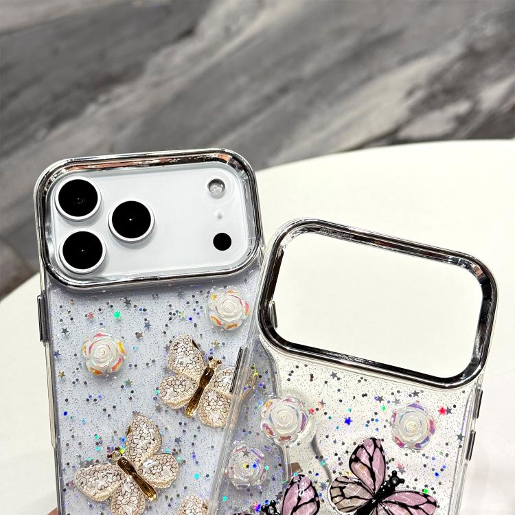 Glitter 3D Butterfly TPU Phone Case, For iPhone 17 Pro Max, For iPhone 17 Pro, For iPhone 17, For iPhone Air
