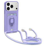 Sliding Camshield Magnetic Card Holder Silicone Phone Case with Lanyard, For iPhone 17 Pro Max, For iPhone 17 Pro, For iPhone 17, For iPhone Air
