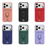 Sliding Camshield Magnetic Card Holder Silicone Phone Case with Lanyard, For iPhone 17 Pro Max, For iPhone 17 Pro, For iPhone 17, For iPhone Air