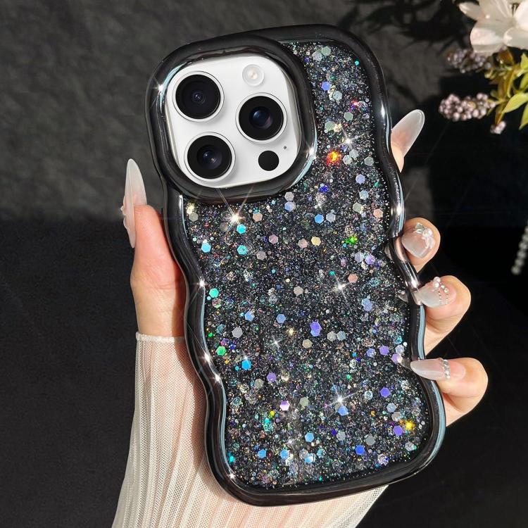 Wave Glitter Sequined Electroplated Phone Case, For iPhone 16 Pro, For iPhone 16 Plus, For iPhone 16, For iPhone 15 Pro Max, For iPhone 15 Pro, For iPhone 15 Plus