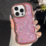 Wave Glitter Sequined Electroplated Phone Case, For iPhone 16 Pro, For iPhone 16 Plus, For iPhone 16, For iPhone 15 Pro Max, For iPhone 15 Pro, For iPhone 15 Plus