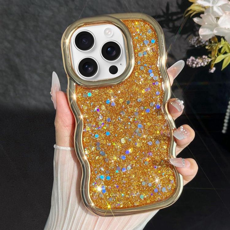 Wave Glitter Sequined Electroplated Phone Case, For iPhone 16 Pro, For iPhone 16 Plus, For iPhone 16, For iPhone 15 Pro Max, For iPhone 15 Pro, For iPhone 15 Plus