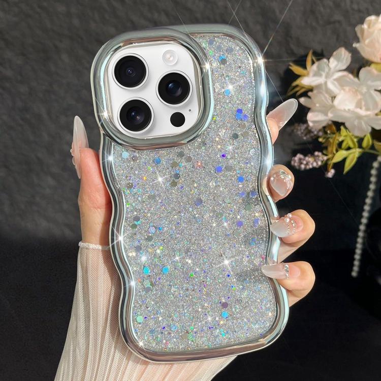 Wave Glitter Sequined Electroplated Phone Case, For iPhone 16 Pro, For iPhone 16 Plus, For iPhone 16, For iPhone 15 Pro Max, For iPhone 15 Pro, For iPhone 15 Plus