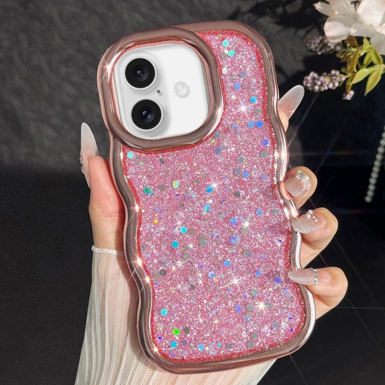 Wave Glitter Sequined Electroplated Phone Case, For iPhone 16 Plus, For iPhone 16, For iPhone 15 Pro Max, For iPhone 15 Pro, For iPhone 15 Plus, For iPhone 15