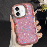 Wave Glitter Sequined Electroplated Phone Case, For iPhone 16 Plus, For iPhone 16, For iPhone 15 Pro Max, For iPhone 15 Pro, For iPhone 15 Plus, For iPhone 15
