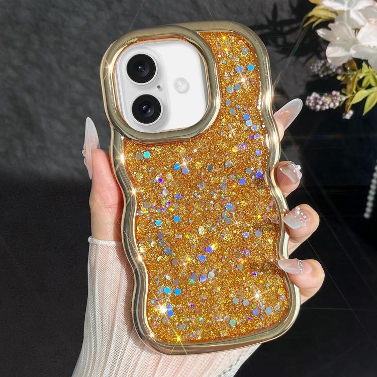 Wave Glitter Sequined Electroplated Phone Case, For iPhone 16 Plus, For iPhone 16, For iPhone 15 Pro Max, For iPhone 15 Pro, For iPhone 15 Plus, For iPhone 15