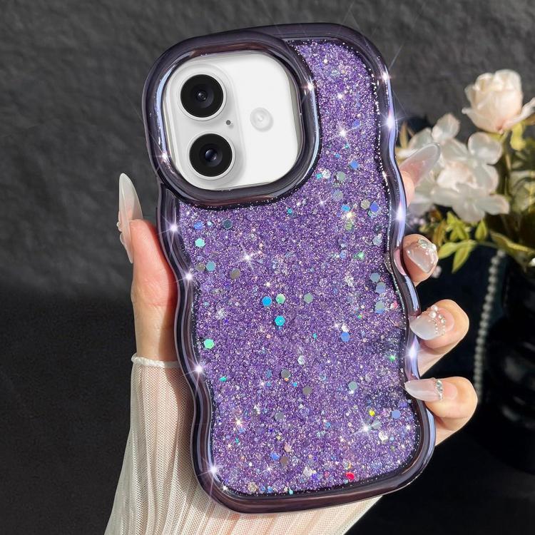 Wave Glitter Sequined Electroplated Phone Case, For iPhone 16 Plus, For iPhone 16, For iPhone 15 Pro Max, For iPhone 15 Pro, For iPhone 15 Plus, For iPhone 15