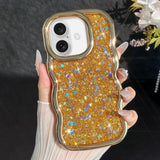 Wave Glitter Sequined Electroplated Phone Case, For iPhone 16 Plus, For iPhone 16, For iPhone 15 Pro Max, For iPhone 15 Pro, For iPhone 15 Plus, For iPhone 15