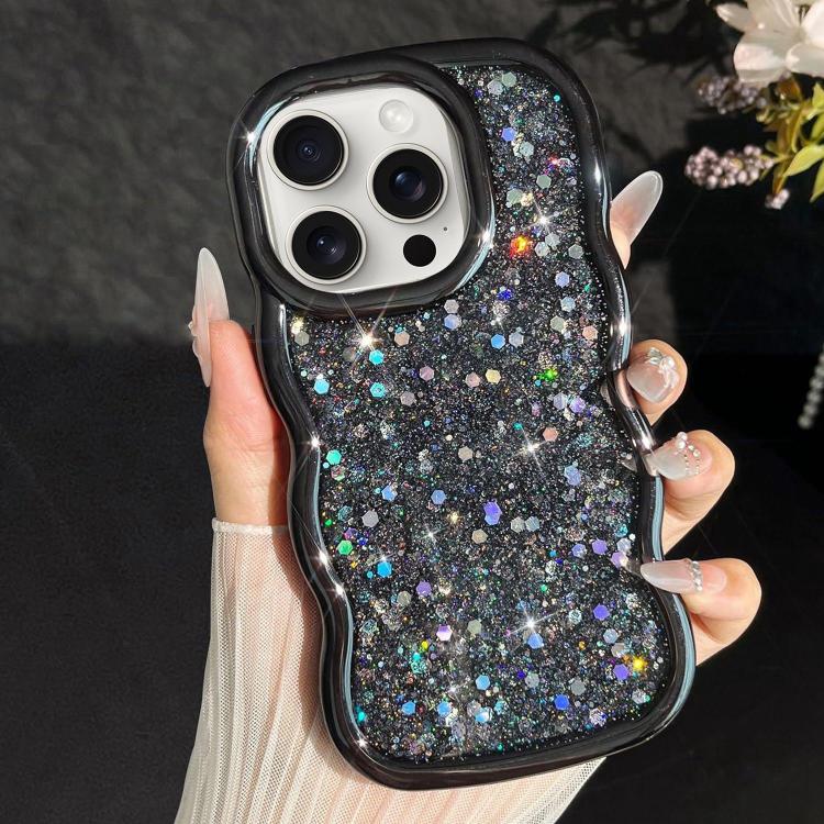 Wave Glitter Sequined Electroplated Phone Case, For iPhone 16 Plus, For iPhone 16, For iPhone 15 Pro Max, For iPhone 15 Pro, For iPhone 15 Plus, For iPhone 15