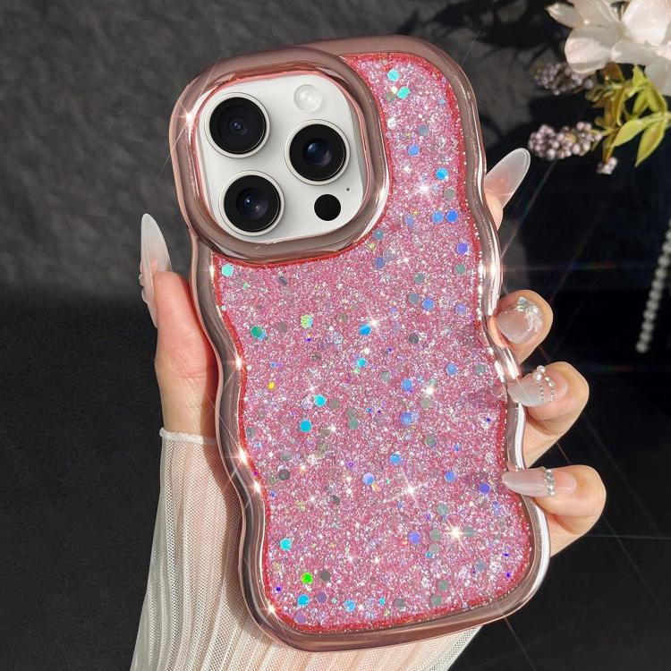 Wave Glitter Sequined Electroplated Phone Case, For iPhone 16 Plus, For iPhone 16, For iPhone 15 Pro Max, For iPhone 15 Pro, For iPhone 15 Plus, For iPhone 15