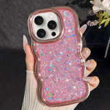 Wave Glitter Sequined Electroplated Phone Case, For iPhone 16 Plus, For iPhone 16, For iPhone 15 Pro Max, For iPhone 15 Pro, For iPhone 15 Plus, For iPhone 15