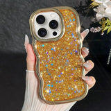 Wave Glitter Sequined Electroplated Phone Case, For iPhone 16 Plus, For iPhone 16, For iPhone 15 Pro Max, For iPhone 15 Pro, For iPhone 15 Plus, For iPhone 15