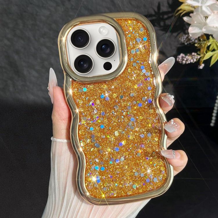 Wave Glitter Sequined Electroplated Phone Case, For iPhone 16 Plus, For iPhone 16, For iPhone 15 Pro Max, For iPhone 15 Pro, For iPhone 15 Plus, For iPhone 15