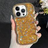 Wave Glitter Sequined Electroplated Phone Case, For iPhone 14 Plus, For iPhone 14, For iPhone 14 Pro, For iPhone 14 Pro Max, For iPhone 13 Pro Max, For iPhone 13 Pro