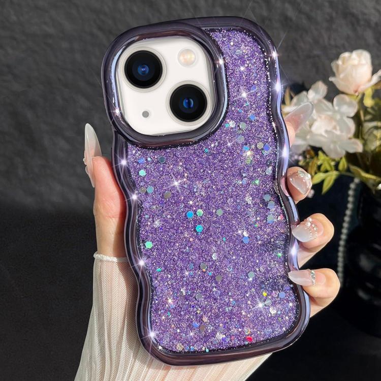 Wave Glitter Sequined Electroplated Phone Case, For iPhone 13