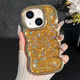 Wave Glitter Sequined Electroplated Phone Case, For iPhone 13